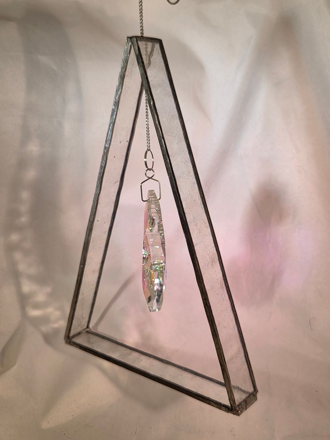 Crystal Water-Stained Glass with AB Seahorse Crystal Suncatcher