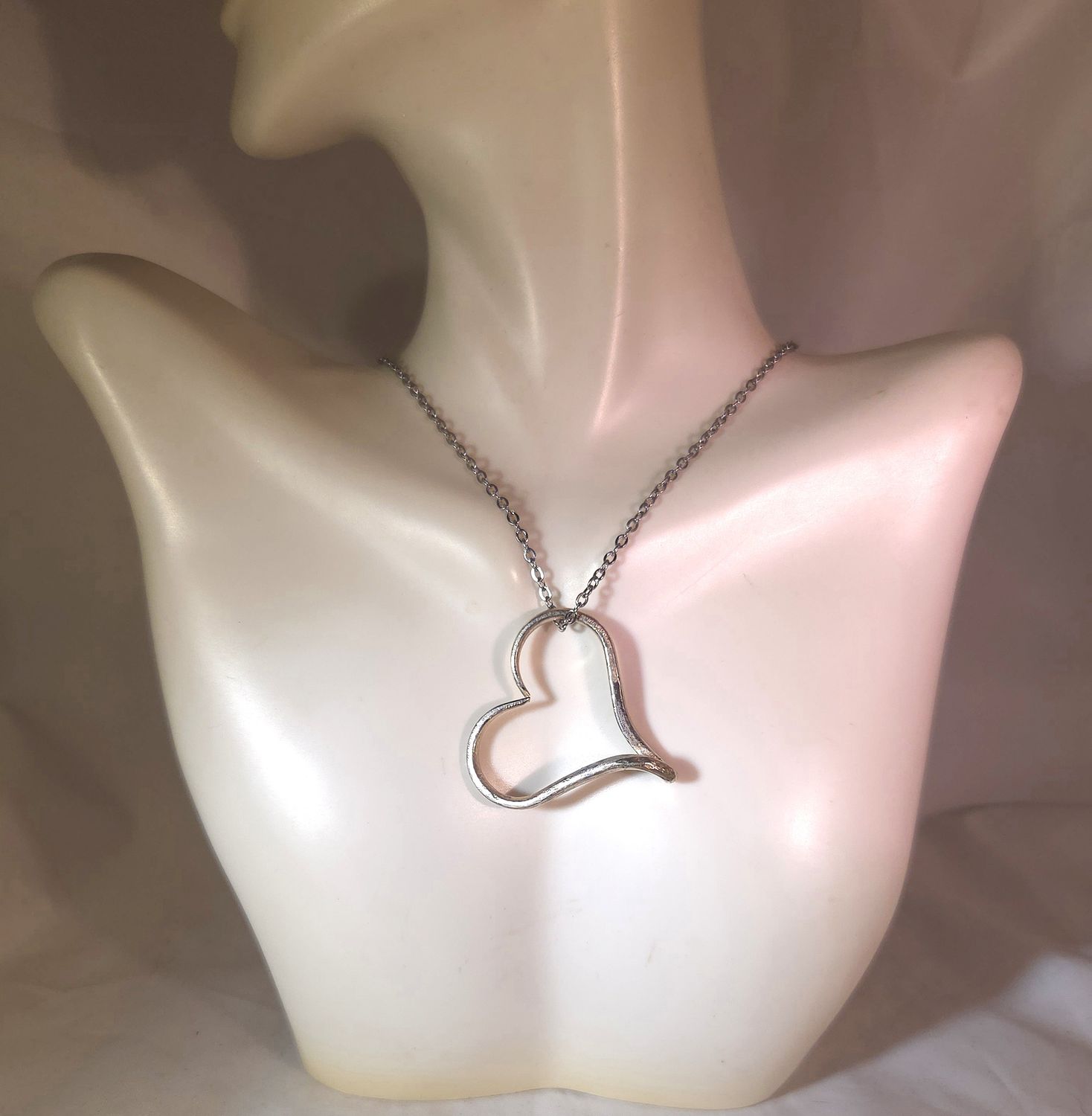 Fork Tine Silverware Heart on 20" stainless steel cable chain