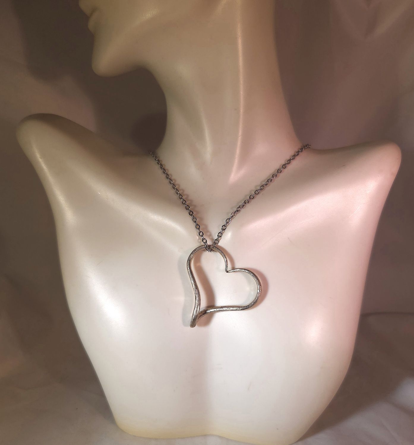 Fork Tine Silverware Heart on 20" stainless steel cable chain