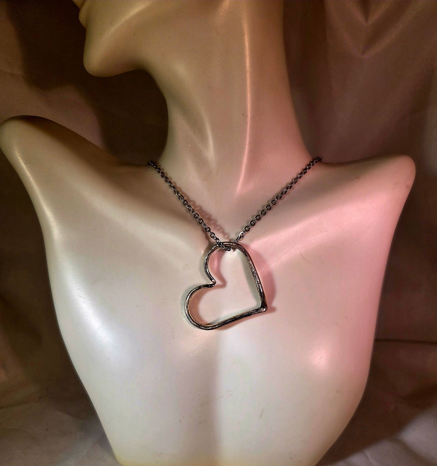Fork Tine Silverware Heart on 20" stainless steel cable chain