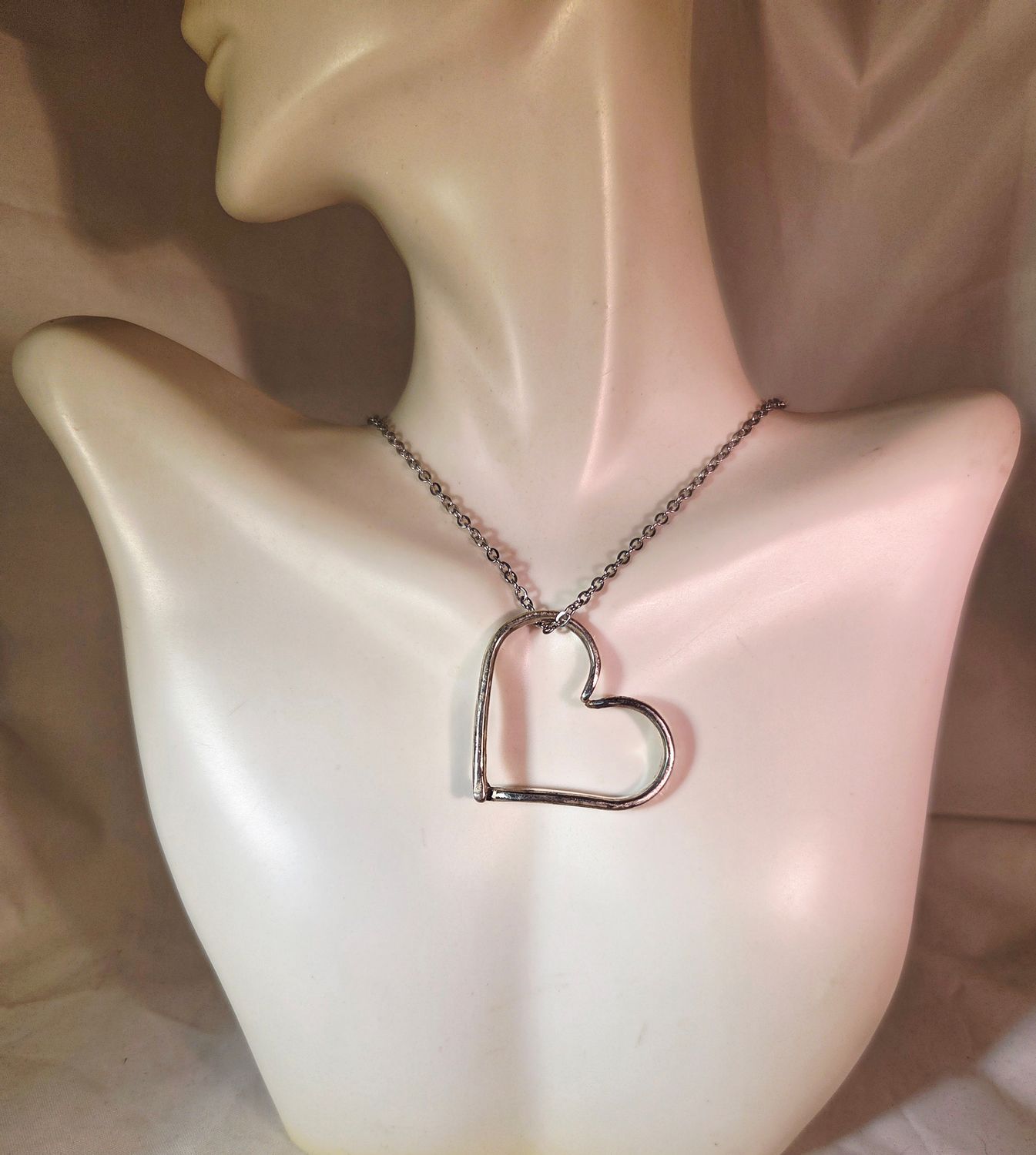 Fork Tine Silverware Heart on 20" stainless steel cable chain