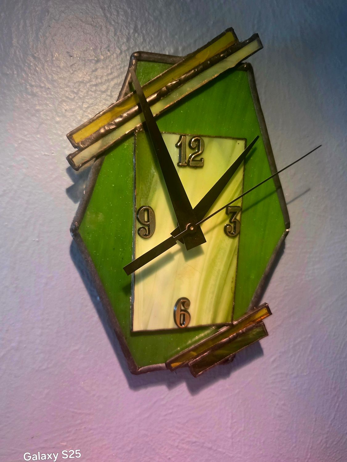 Stained Glass Clock Evergreen