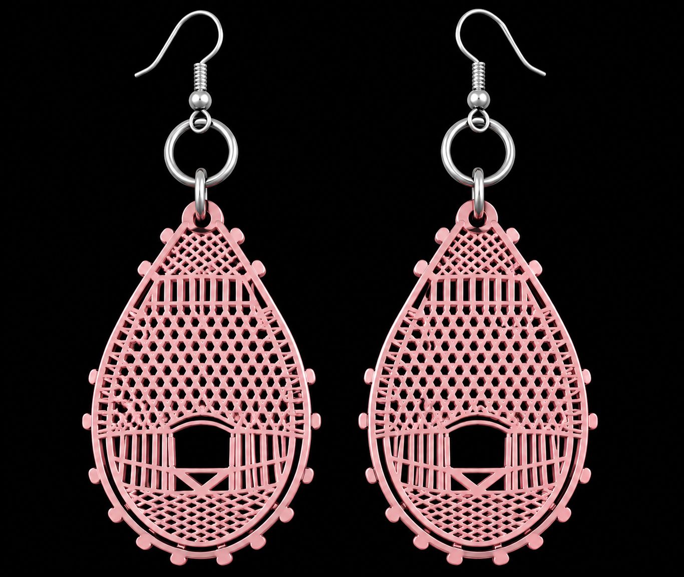 Mirrored Acrylic Bearpaw Snowshoe Earrings