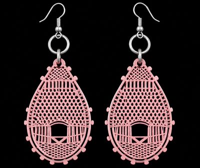 Mirrored Acrylic Bearpaw Snowshoe Earrings