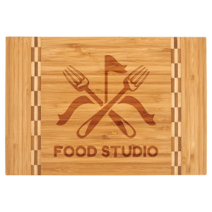 15" x 10 1/4" Bamboo Cutting Board with Butcher Block Inlay