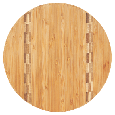 9 3/4" Round Bamboo Cutting Board with Butcher Block Inlay