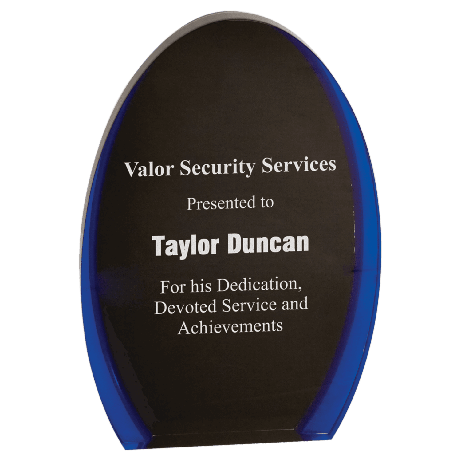 8" Black/Blue Luminary Oval Acrylic
