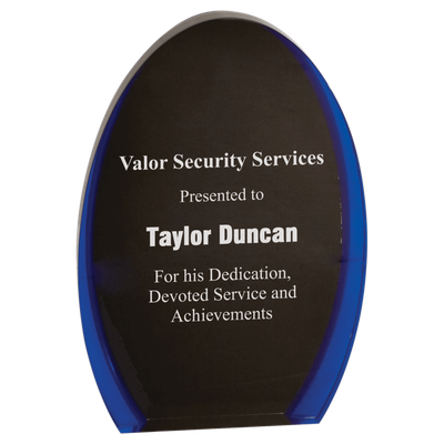 8" Black/Blue Luminary Oval Acrylic