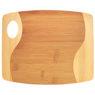 13 3/4" x 11" x 5/16" Bamboo Two Tone Cutting Board with Handle