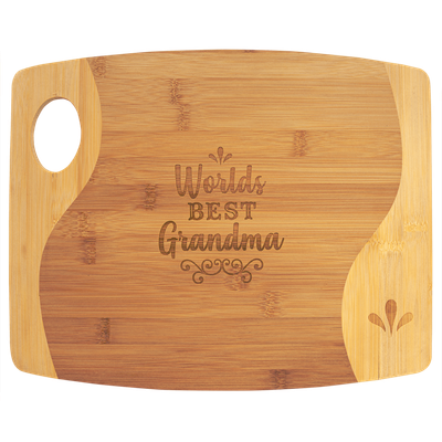 13 3/4" x 11" x 5/16" Bamboo Two Tone Cutting Board with Handle