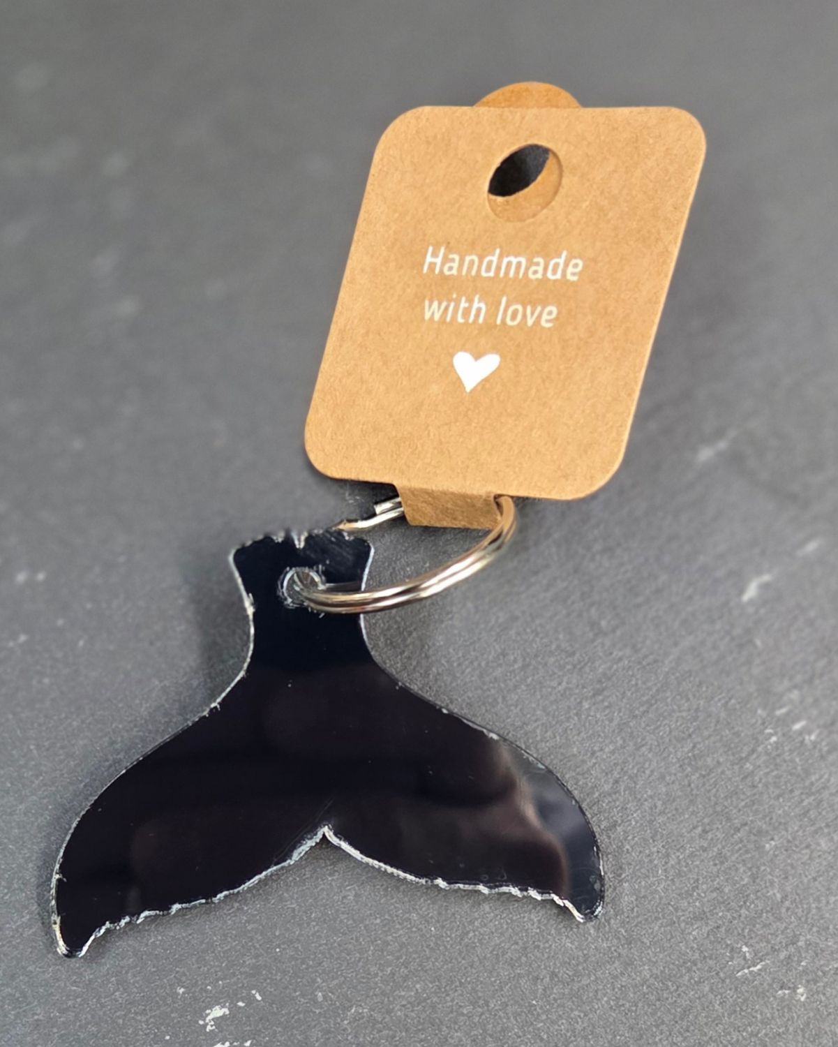 Whale Tail Mirrored Acrylic Keychain