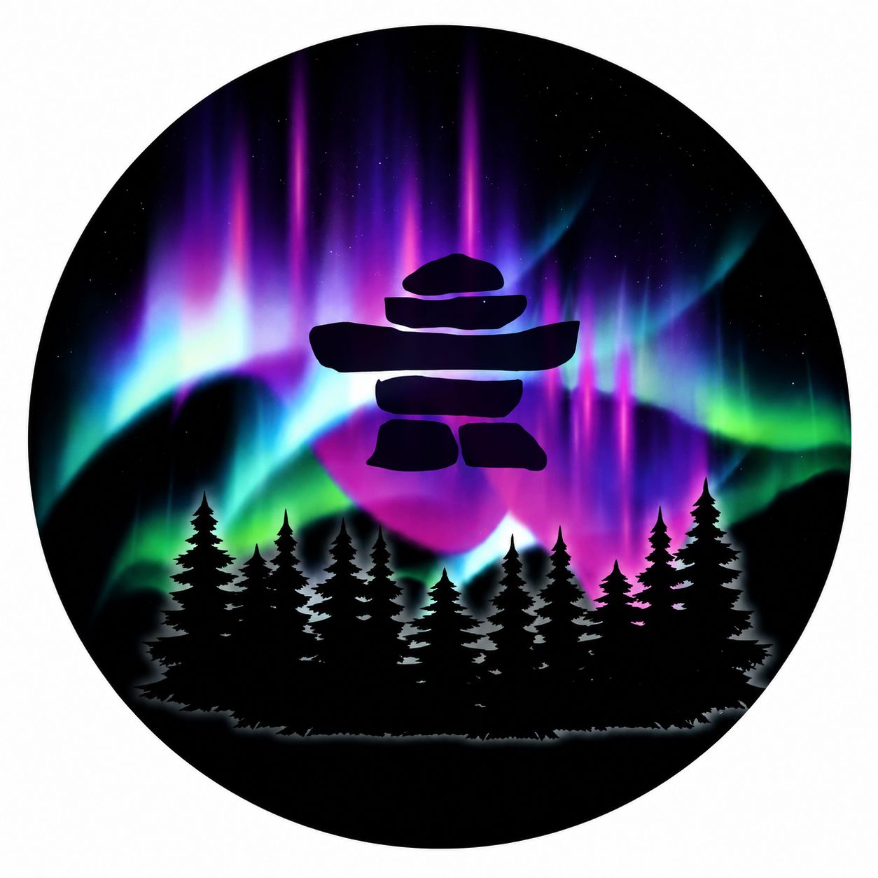 4" Round Northern Lights MDF Coaster