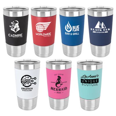 20 oz. Pink/Black Silicone Grip Tumbler with Standard Lid