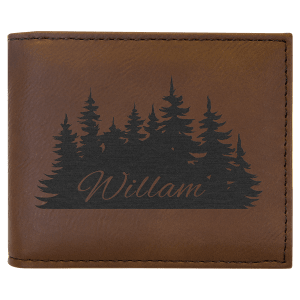 Men's Laserable Leatherette Bi-Fold Wallet w/Flip ID Display