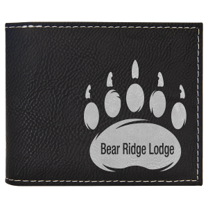 Men's Laserable Leatherette Bi-Fold Wallet w/Flip ID Display