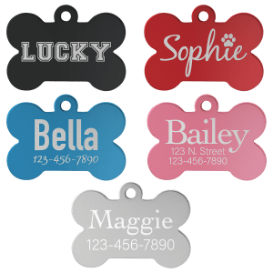 1 1/2" x 1" Laserable Anodized Aluminum Bone Pet Tag