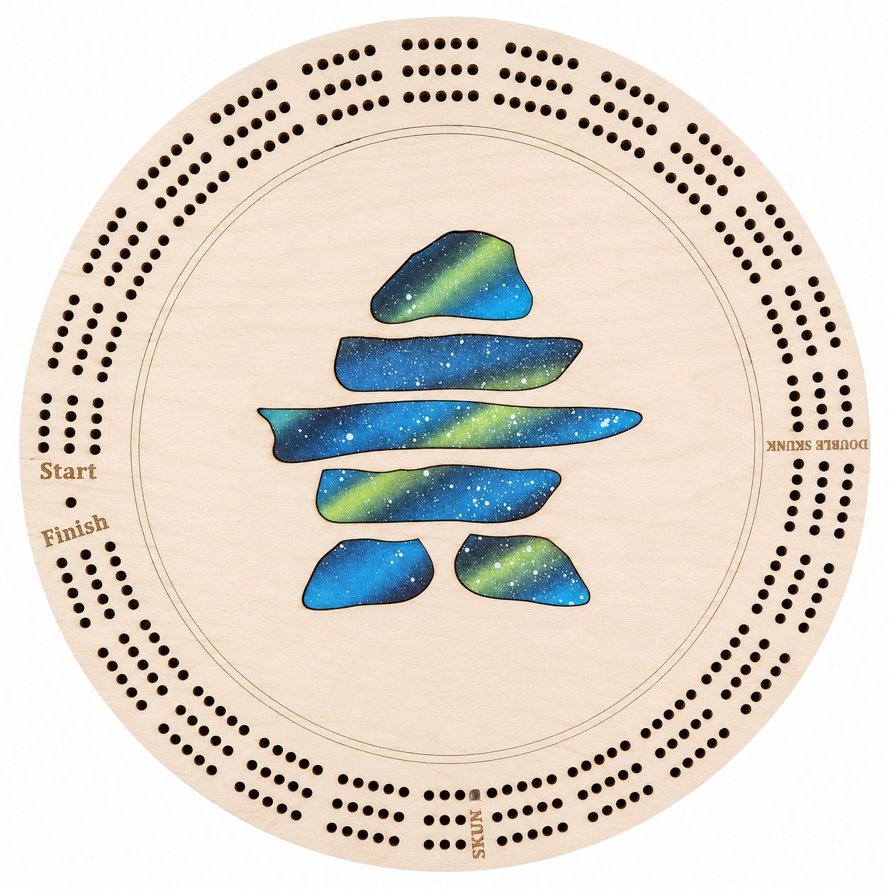 Inukshuk Northern Lights Crib Board w/custom pegs