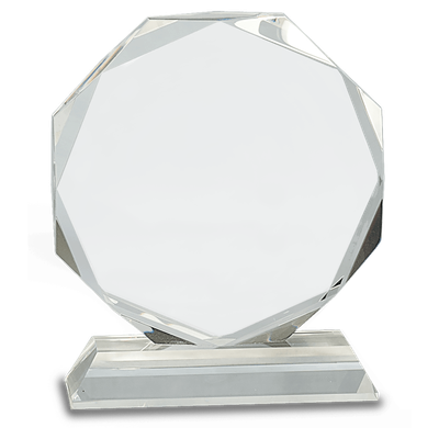 6" Clear Crystal Octagon on Clear Pedestal Base