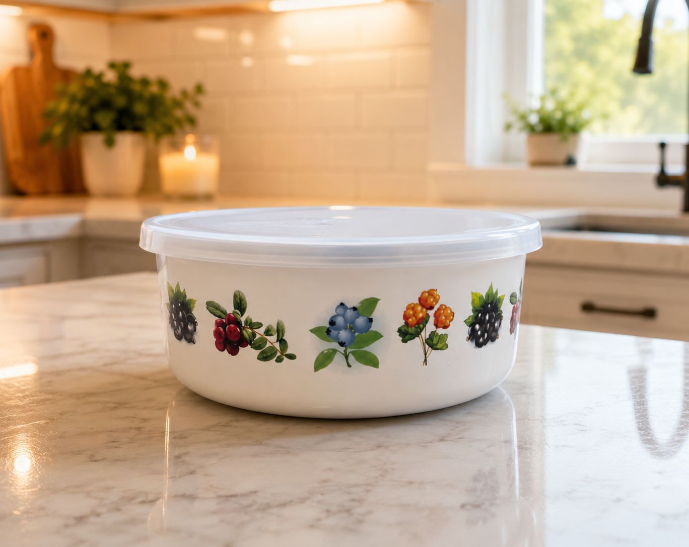 Berry Bowl Enamel Bowl with Lid / 3 sizes sold separately 