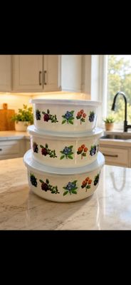 Berry Bowl Enamel Bowl with Lid / 3 sizes sold separately 