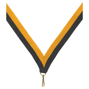 7/8" Black/Gold Neck Ribbon with Snap Clip