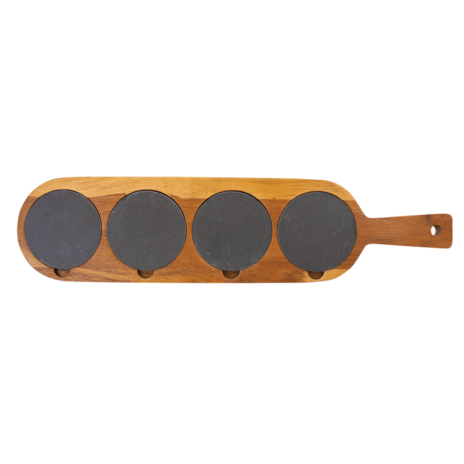 18 1/2" x 4 1/4" Acacia Wood/Slate Serving Board