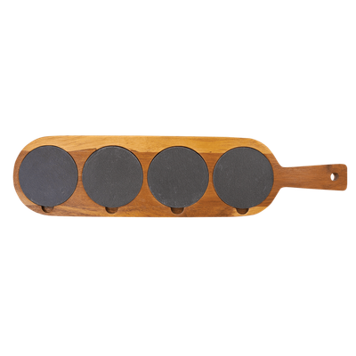 18 1/2" x 4 1/4" Acacia Wood/Slate Serving Board