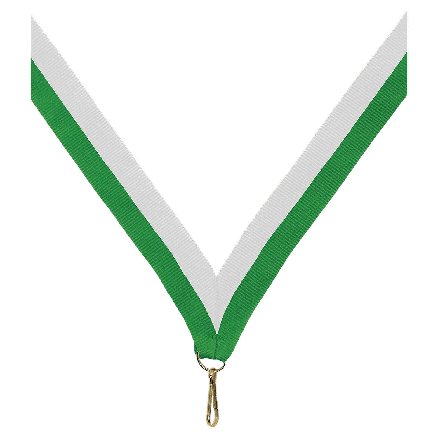 7/8" Green/White Neck Ribbon with Snap Clip