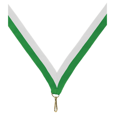 7/8" Green/White Neck Ribbon with Snap Clip