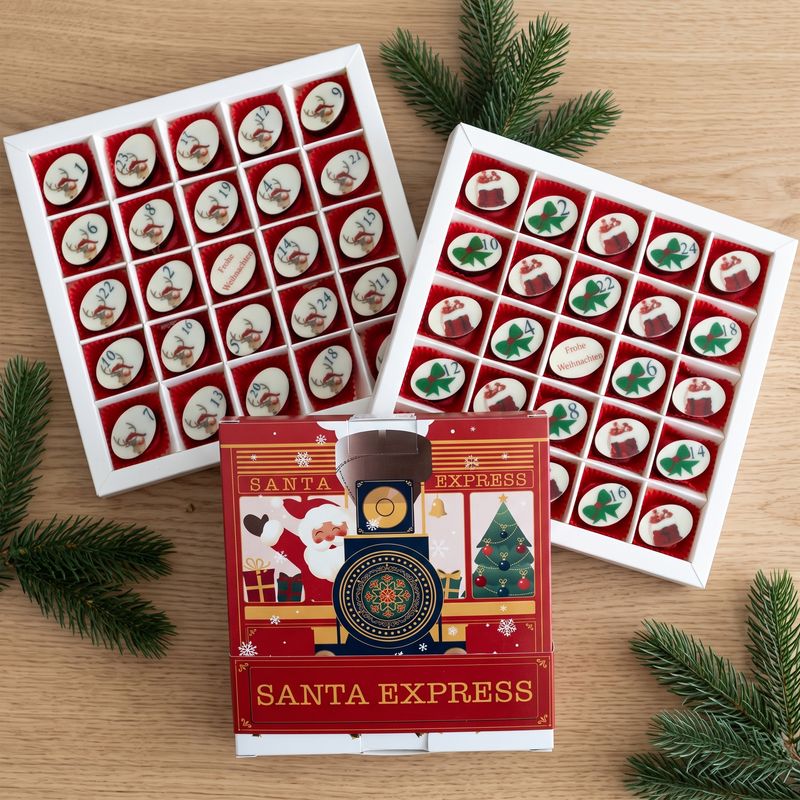 Adventskalender Weihnachten – 4 Sorten mit Pralinen oder Figuren – Chocolaterie Die Ise Hamburg