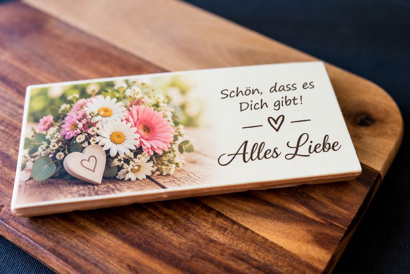 Vollmilch-Schokoladentafel mit eigenem Foto oder Text – Chocolaterie Die Ise Hamburg