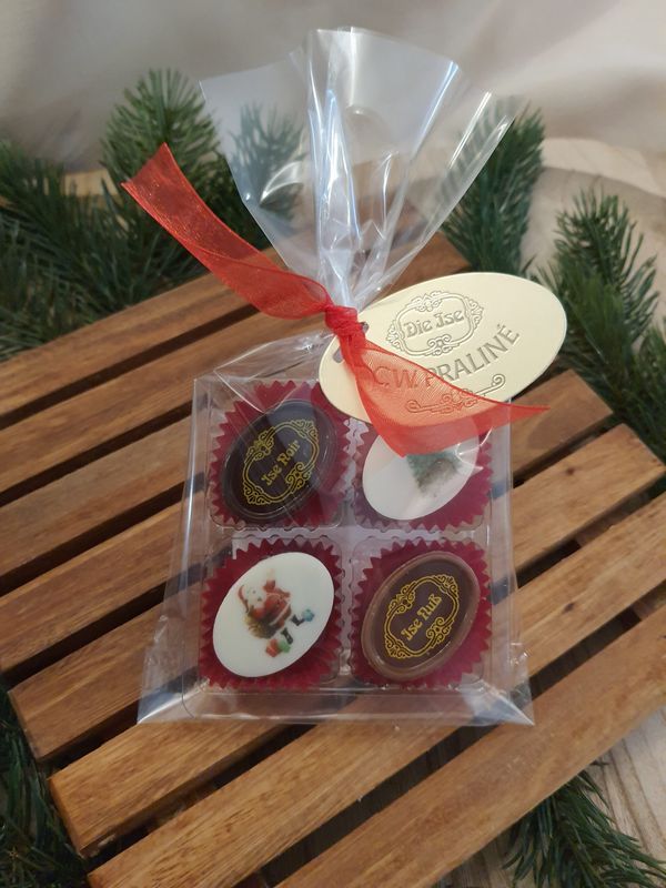 Pralinen Weihnachten – 4er-Set, mit oder ohne Alkohol – Chocolaterie Die Ise Hamburg