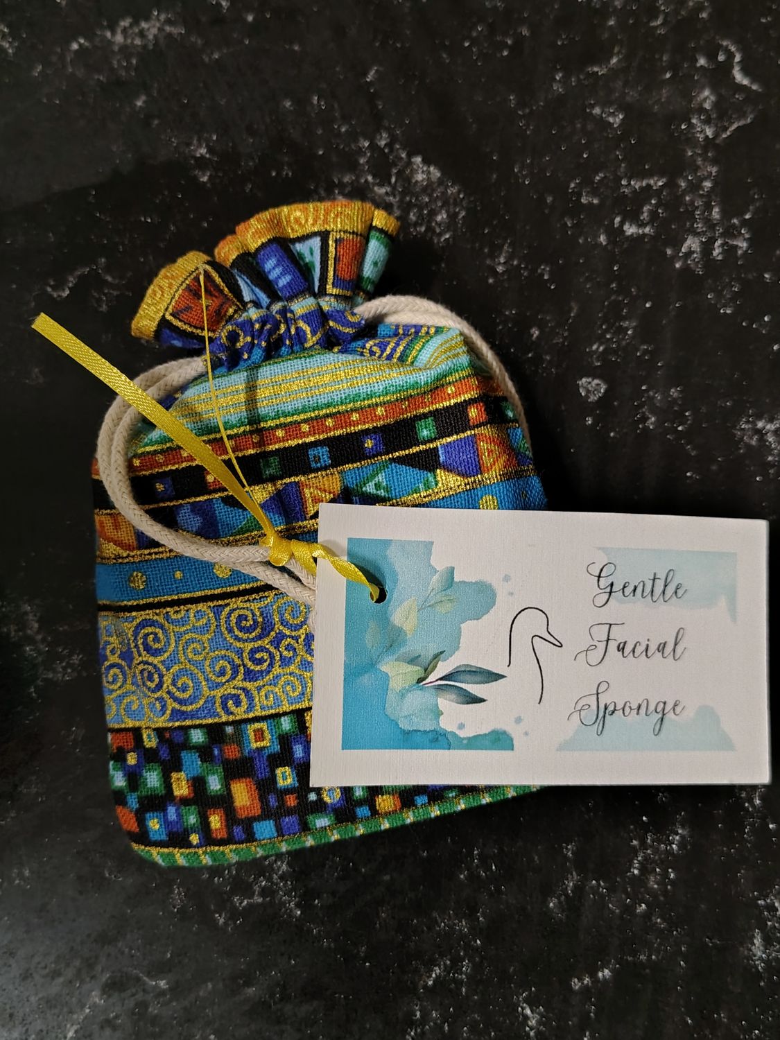 Gentle Facial Sponges w Flaxseed in Handmade Art Bag