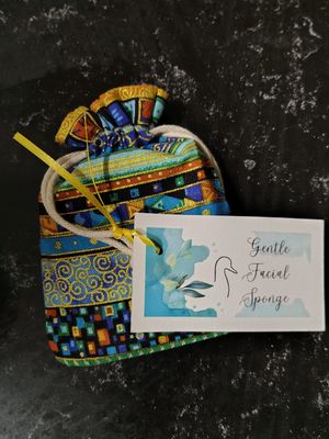 Gentle Facial Sponges w Flaxseed in Handmade Art Bag