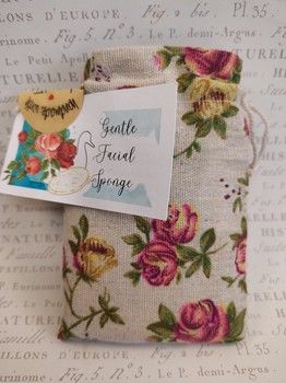 Gentle Facial Sponges w Rice in Handmade Rose Bag