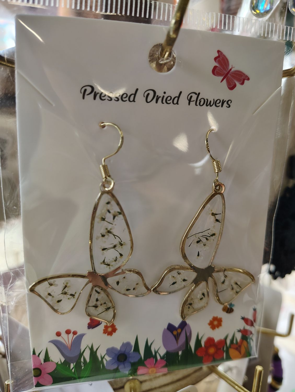 Pressed Flower Butterfly Earrings