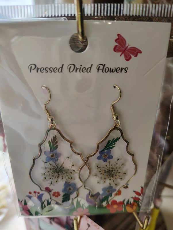 Pressed Flower Forget Me Not Starflower Earrings