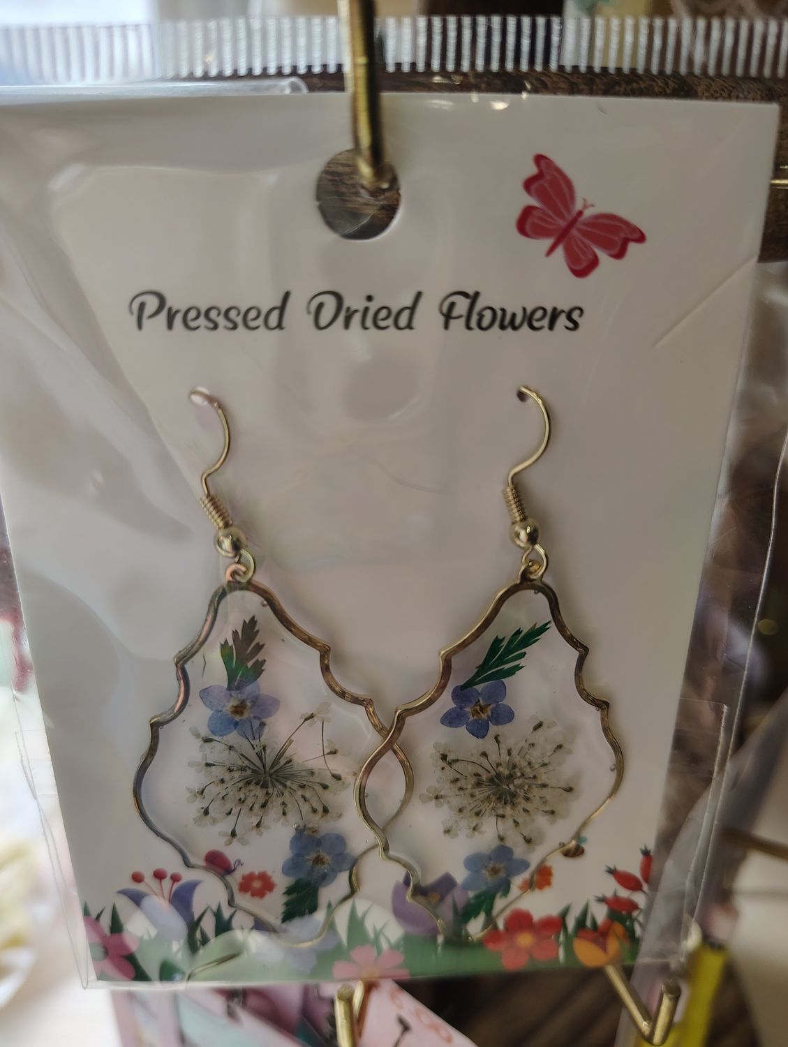 Pressed Flower Forget Me Not Starflower Earrings