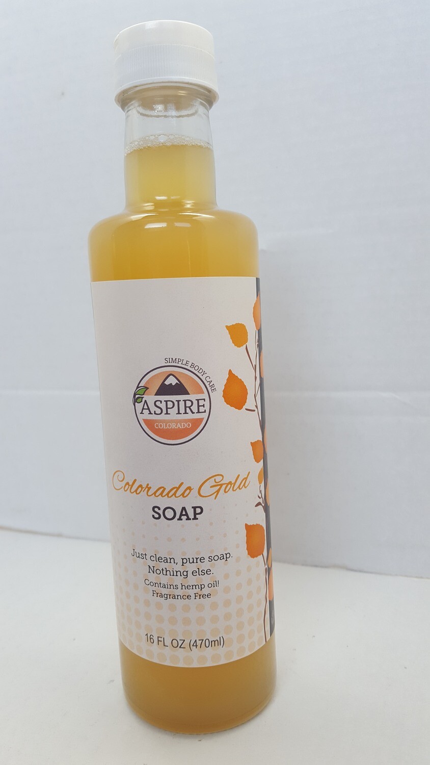 Liquid Soap - Colorado Gold Soap, 16 oz, Glass Bottle