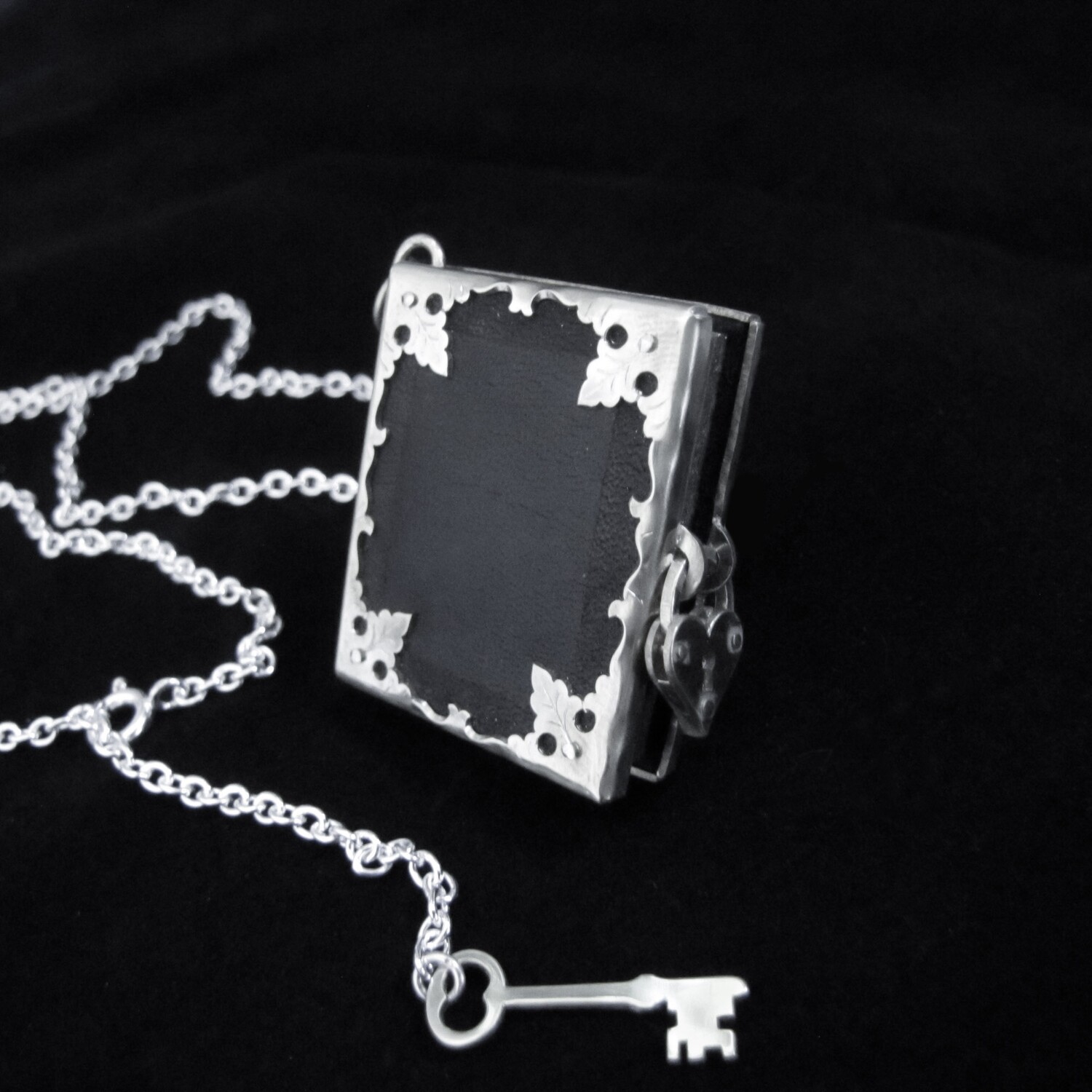 Book of Secrets - Silver &amp; Leather Locket