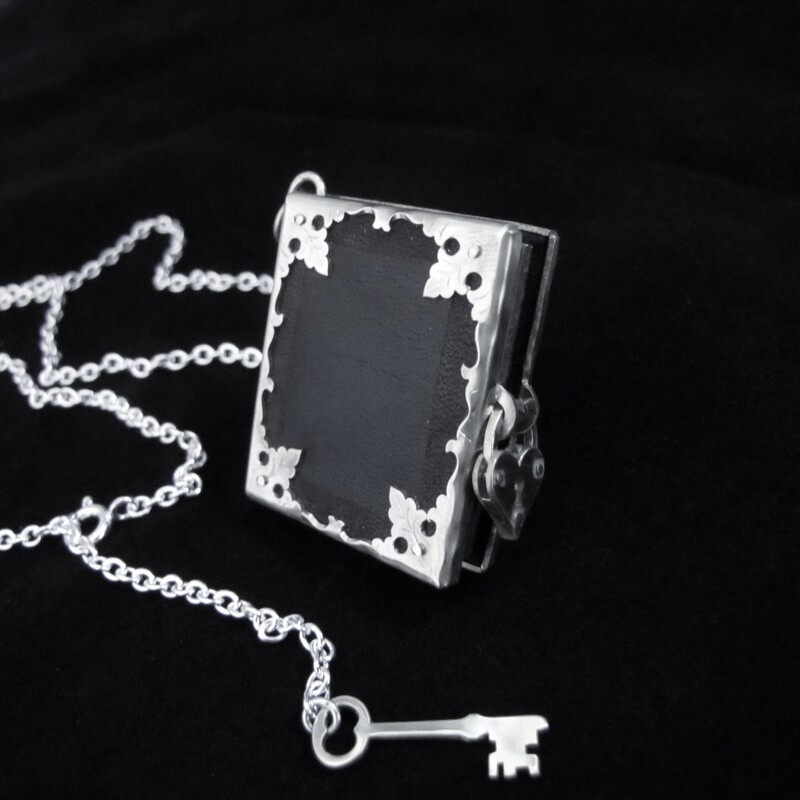 Book of Secrets - Silver &amp; Leather Locket