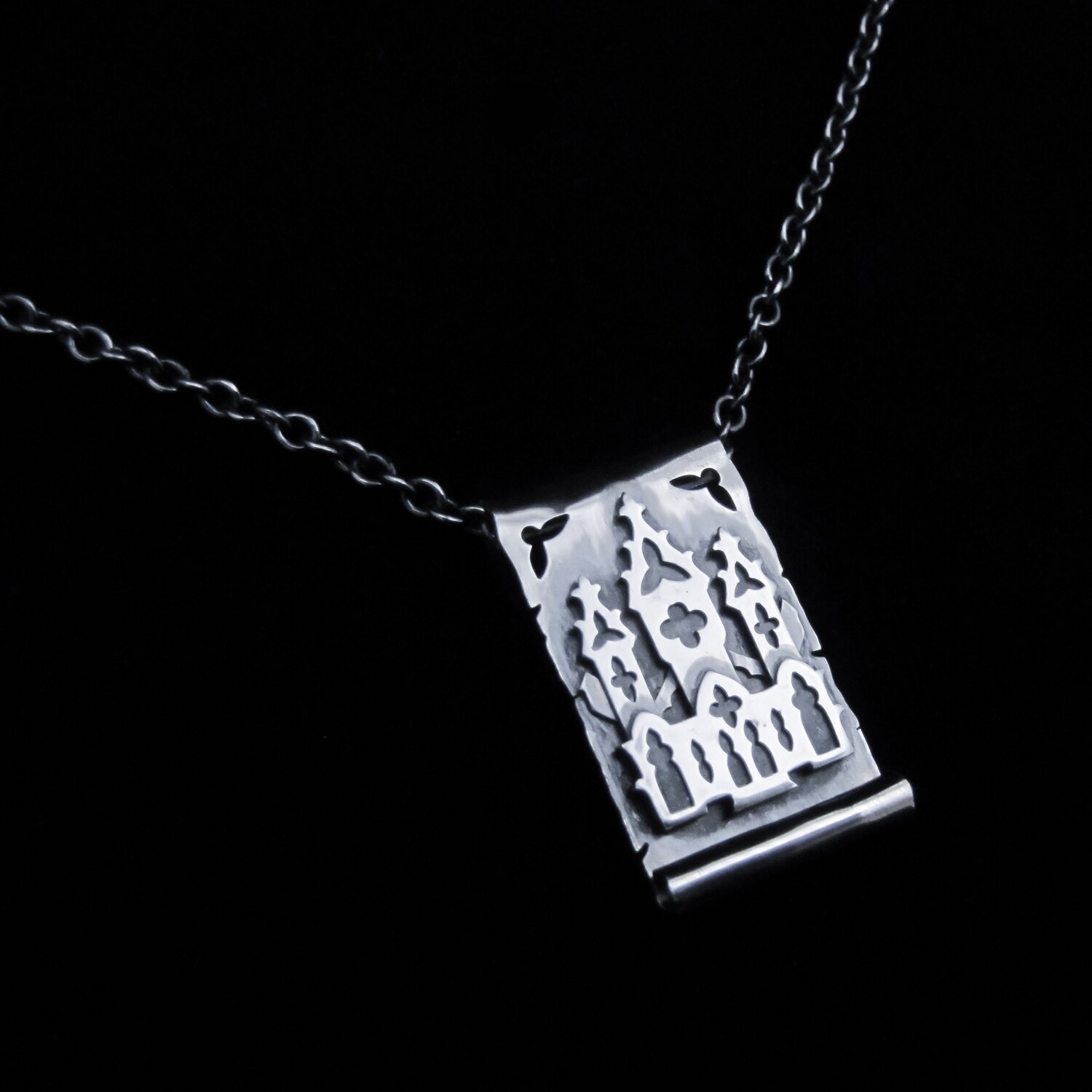Cursed Scroll - Silver Castle Necklace