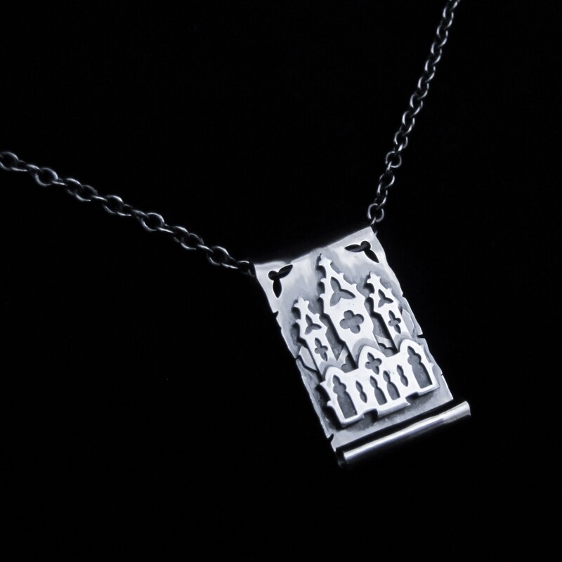 Cursed Scroll - Silver Castle Necklace