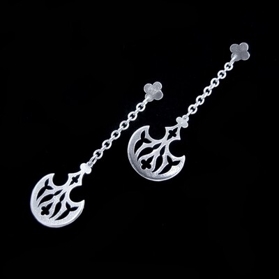 Pit Pendulum - Silver Chain Earrings (Single or Pair)
