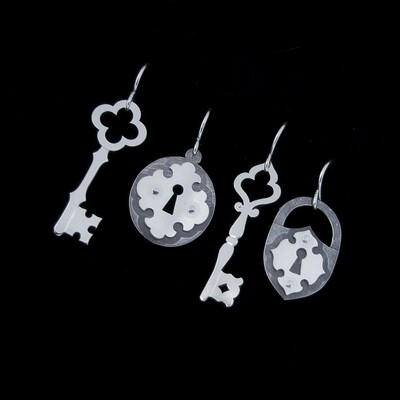 Lock & Key - Single Silver Earring