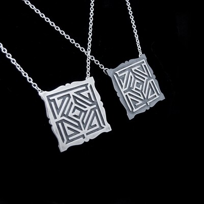 Linked Labyrinth - Silver Necklace Pair
