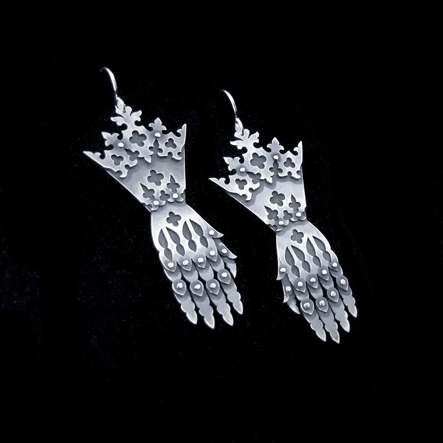 Gilded Gauntlet - Silver Earrings