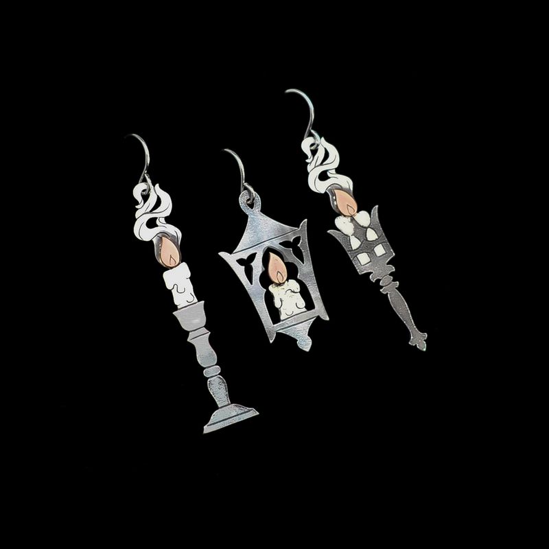 Darkest Dungeon - Silver Candle Earrings
