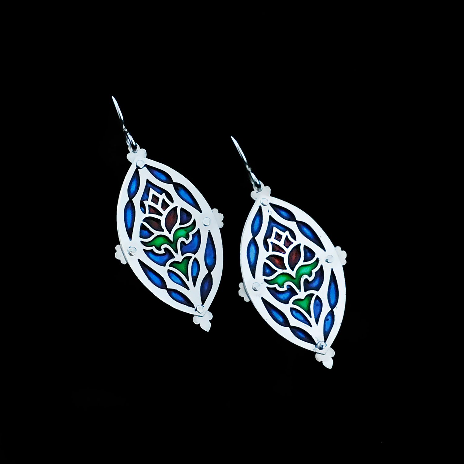 Enchanted Rose - Silver & Enamel Earrings