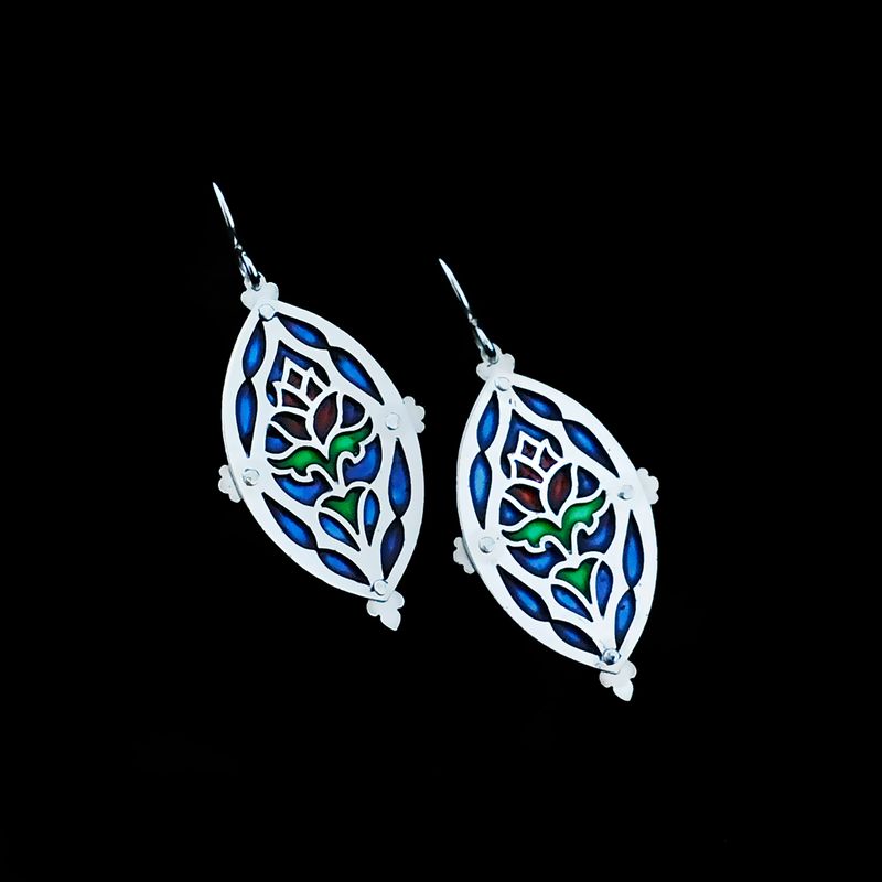 Enchanted Rose - Silver & Enamel Earrings